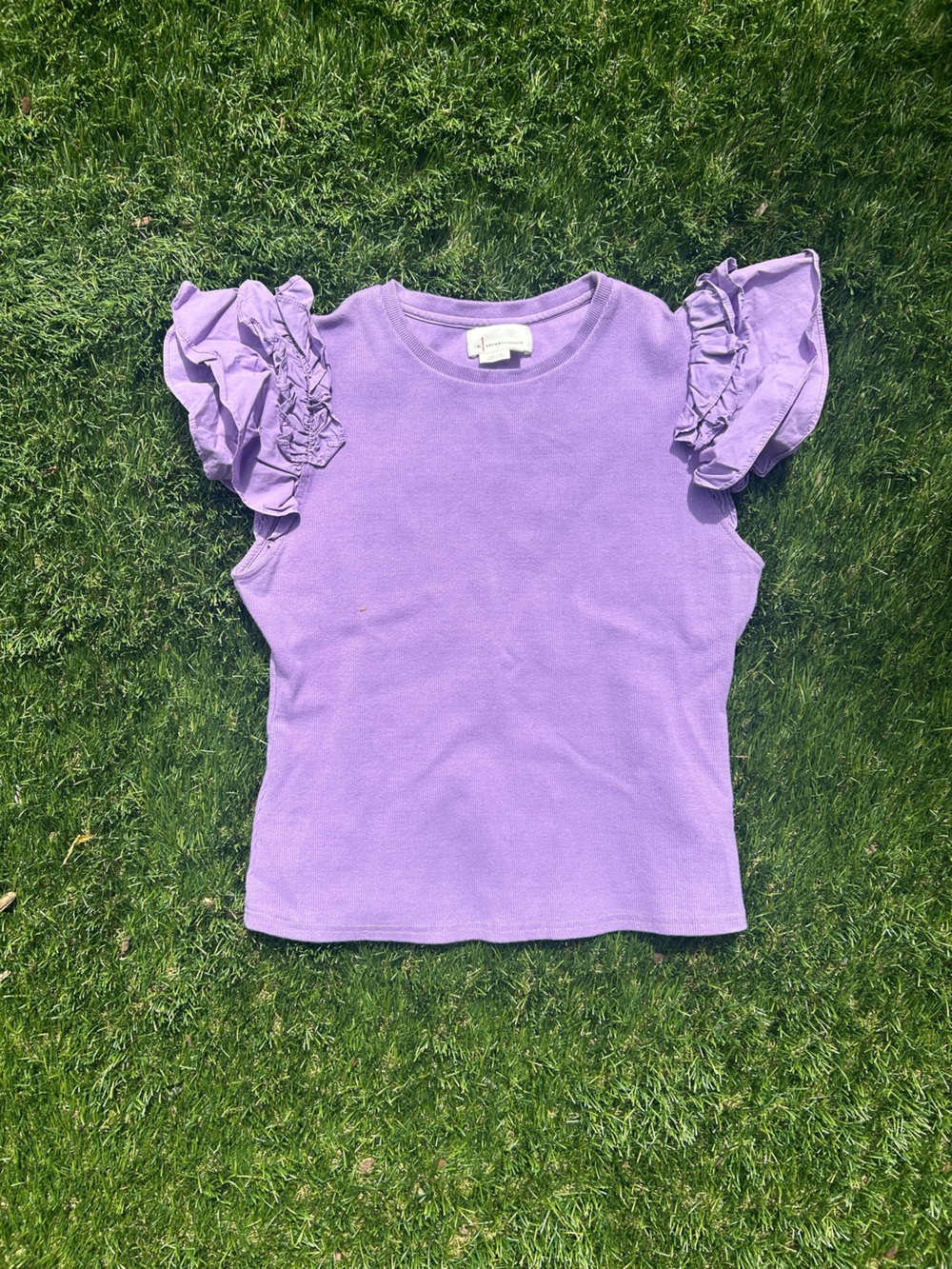 Women's Lavender Ruffle Sleeve Top Anthropologie XS
